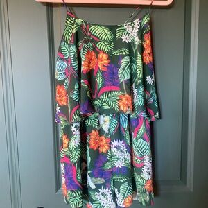 Tropical Floral Off-Shoulder Romper